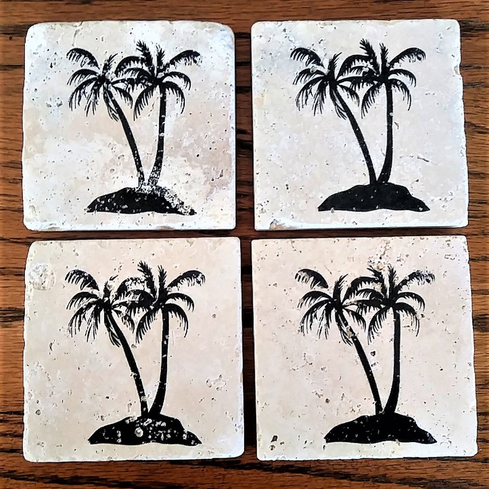 New 4 Travertine stone tile coasters - Pa… - Picture 1 of 4